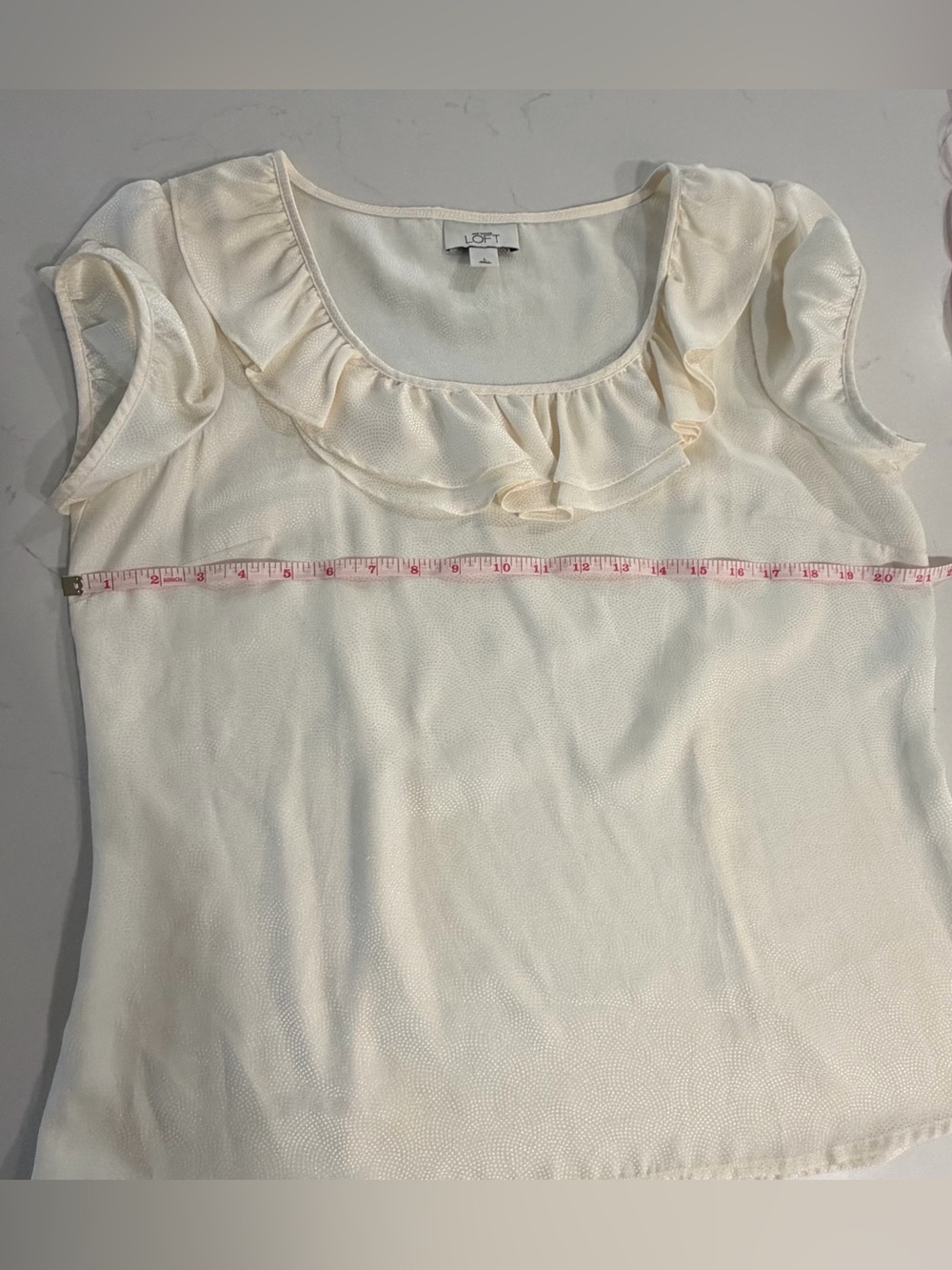 LOFT Cream Ruffle Blouse - Picture 8 of 8
